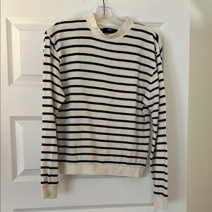 ABLE Women's Striped Mock Neck Sweater - Black and Cream